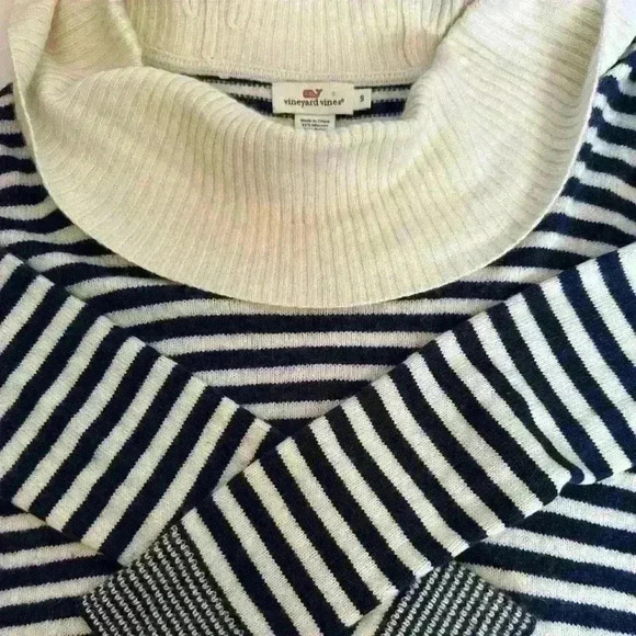 Vineyard Vines Sweater Long Sleeve Navy & Cream Striped Angora/Cashmere Women S - Picture 4 of 9